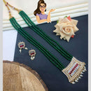 Pooja Bangles Pota Stone & Pearl Long Necklace Set