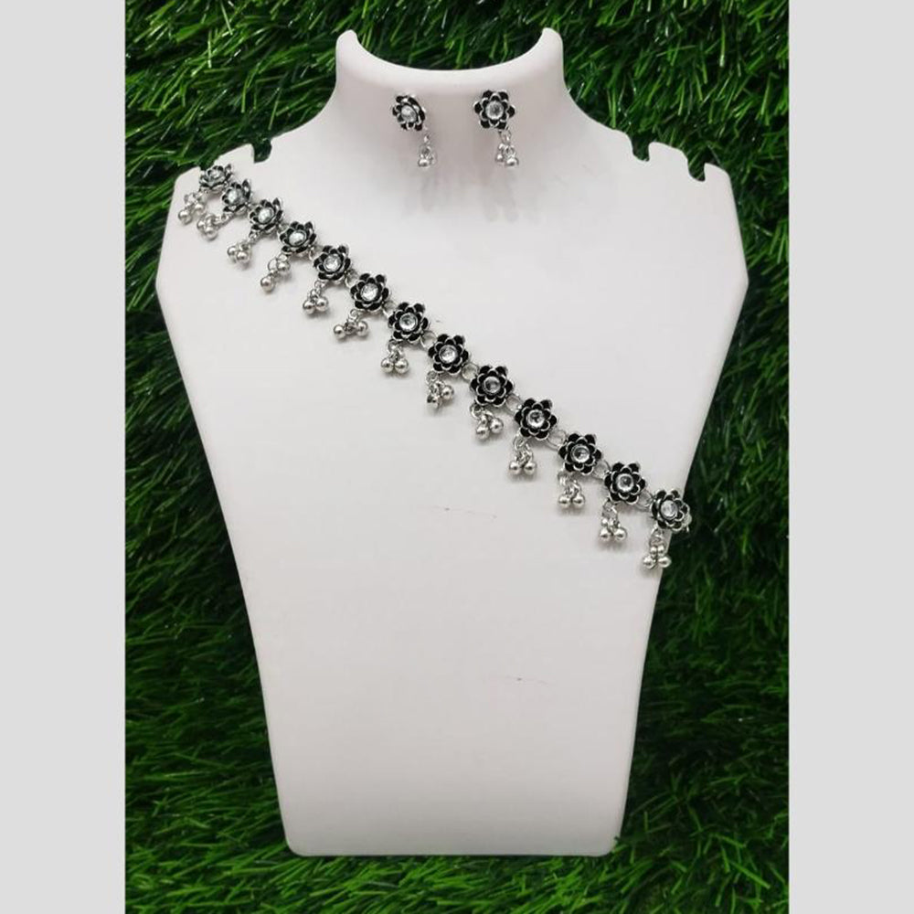 Pooja Bangles Traditional Oxidised Plated Kundan Necklace Set