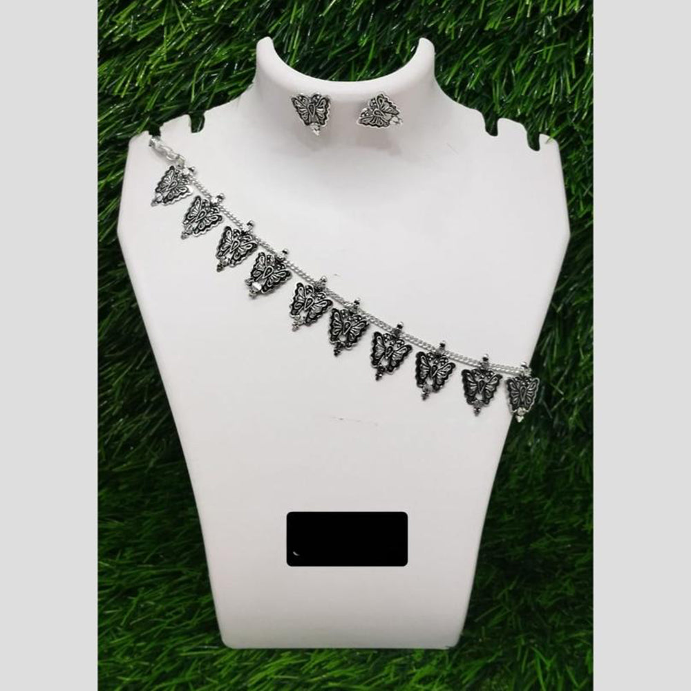 Pooja Bangles Traditional Oxidised Plated Choker Necklace Set