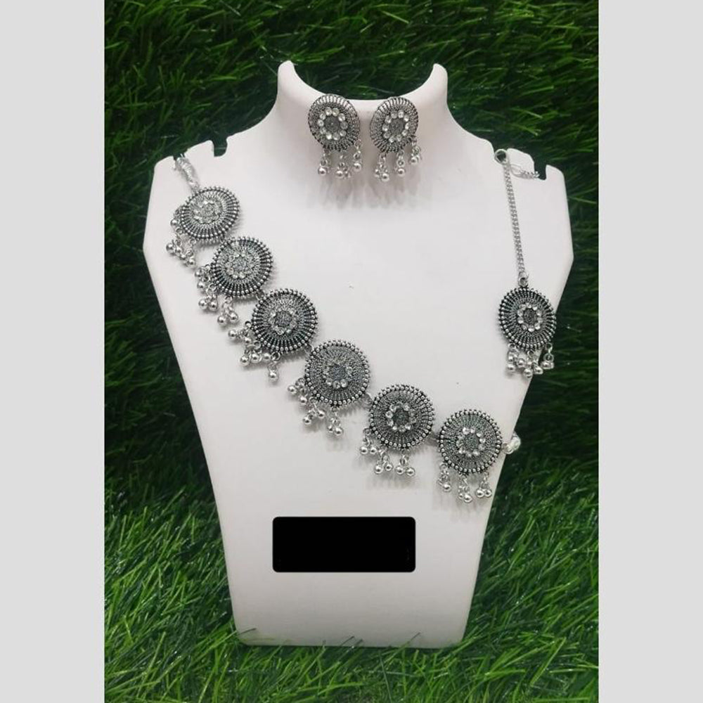Pooja Bangles Traditional Oxidised Plated Choker Necklace Set