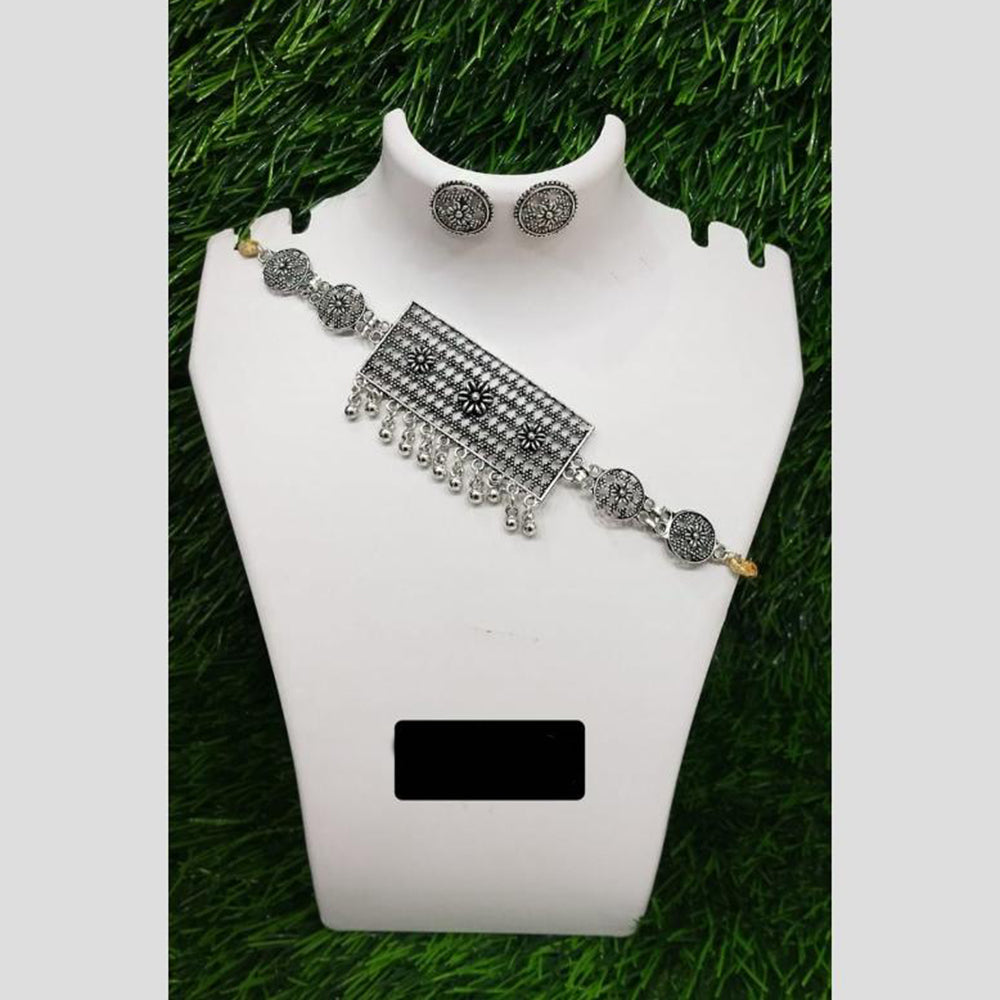 Pooja Bangles Traditional Oxidised Plated  Necklace Set