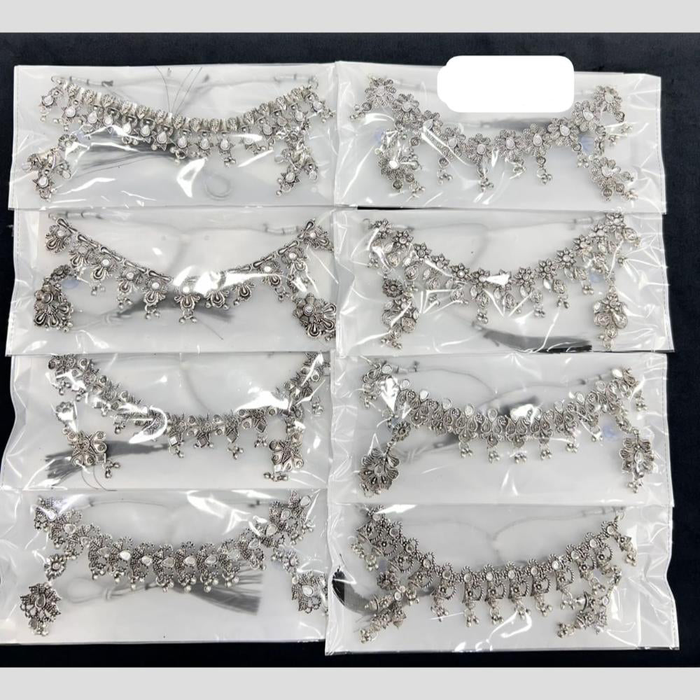 Pooja Bangles Ethnic Oxidised Crystal Stones Plated Necklace Set  (1 Pies Only)