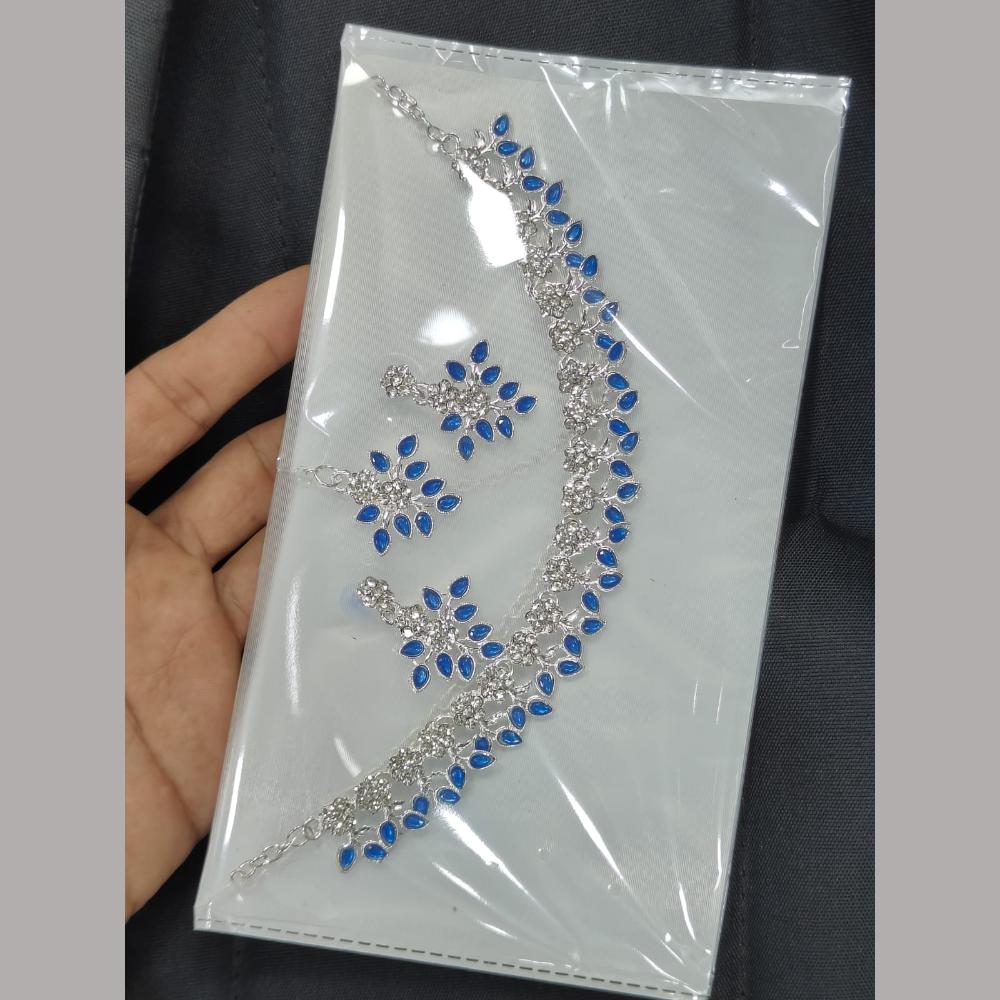 Pooja Bangles Ethnic Oxidised Crystal Stones Plated Necklace Set  (1 Pies Only)