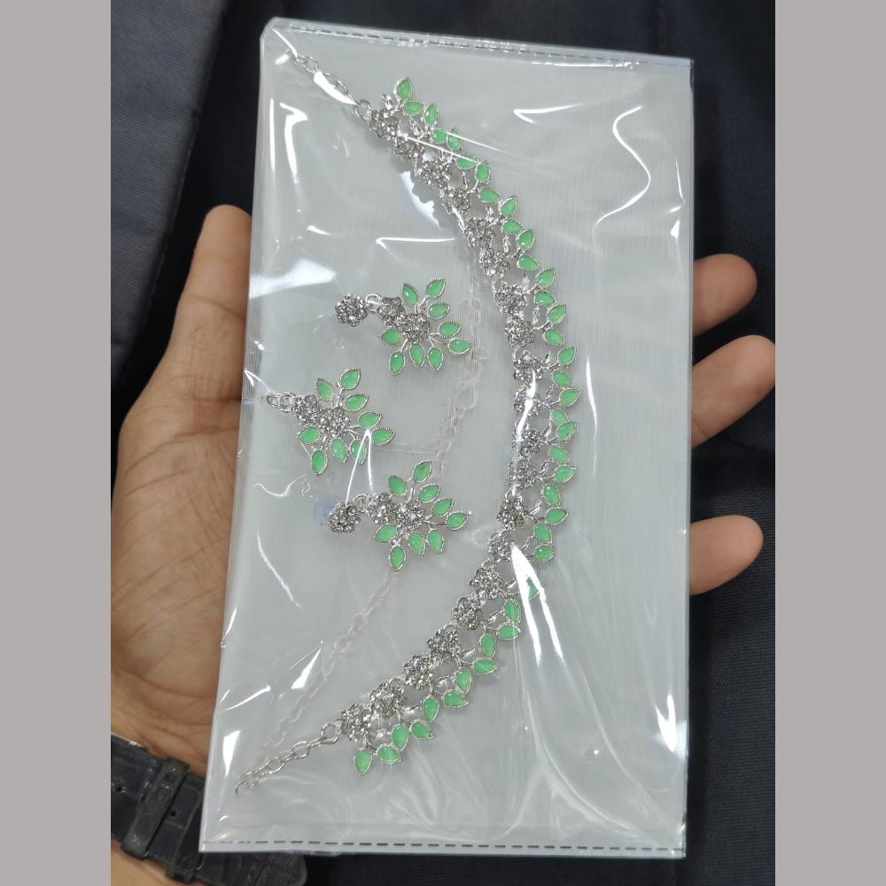 Pooja Bangles Ethnic Oxidised Crystal Stones Plated Necklace Set  (1 Pies Only)