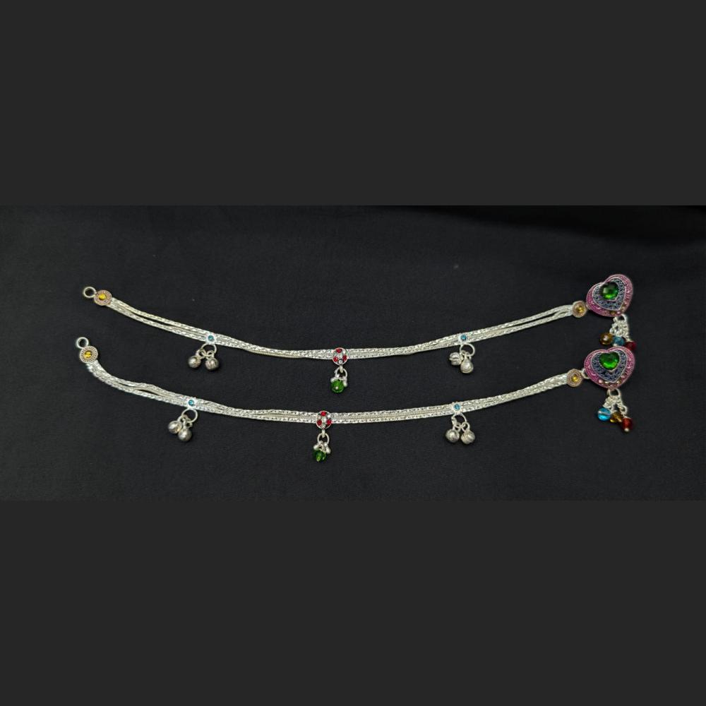Pooja Bangles Rhodium Finish Sparkling Austrian Stone Payal \ Anklet 