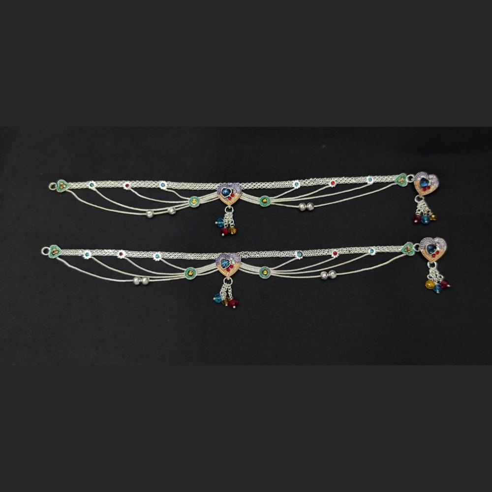 Pooja Bangles Rhodium Finish Sparkling Austrian Stone Payal \ Anklet 