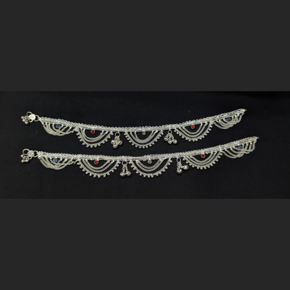 Pooja Bangles Rhodium Finish Sparkling Austrian Stone Payal \ Anklet 