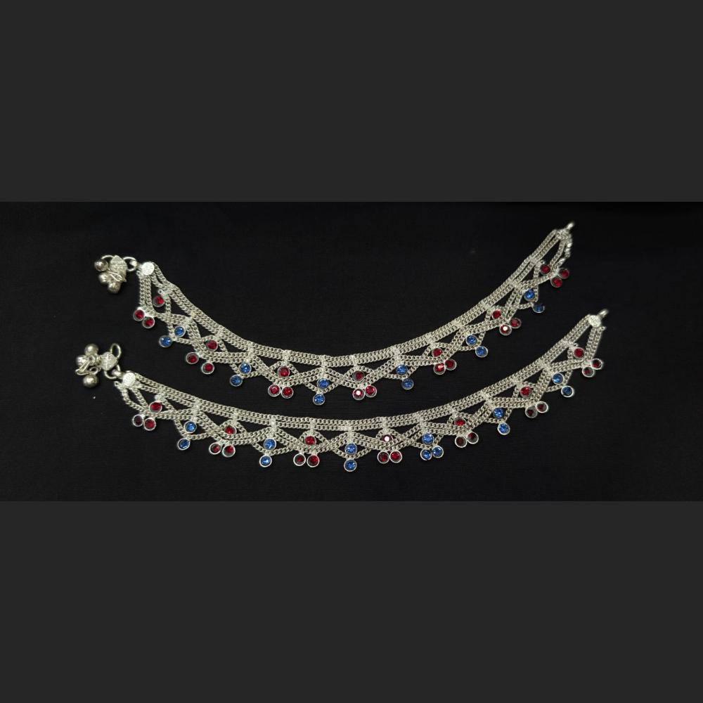 Pooja Bangles Rhodium Finish Sparkling Austrian Stone Payal \ Anklet 