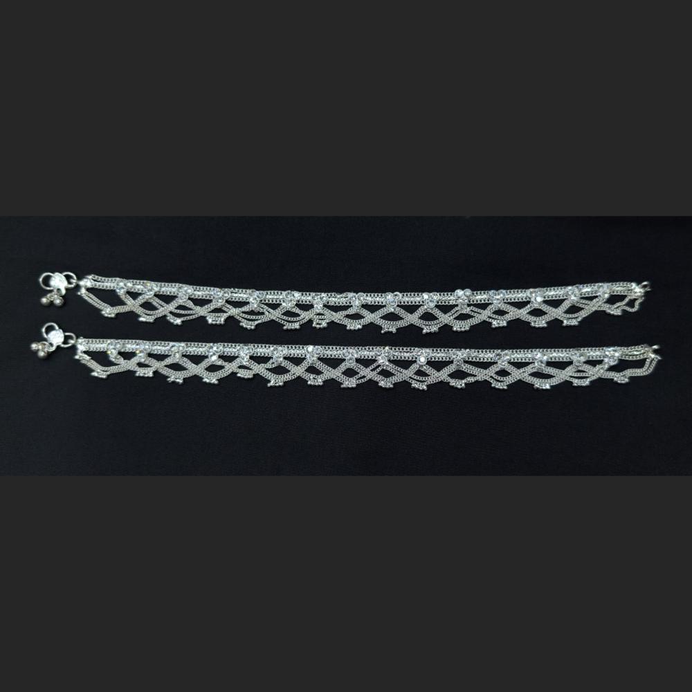 Pooja Bangles Rhodium Finish Sparkling Austrian Stone Payal \ Anklet 