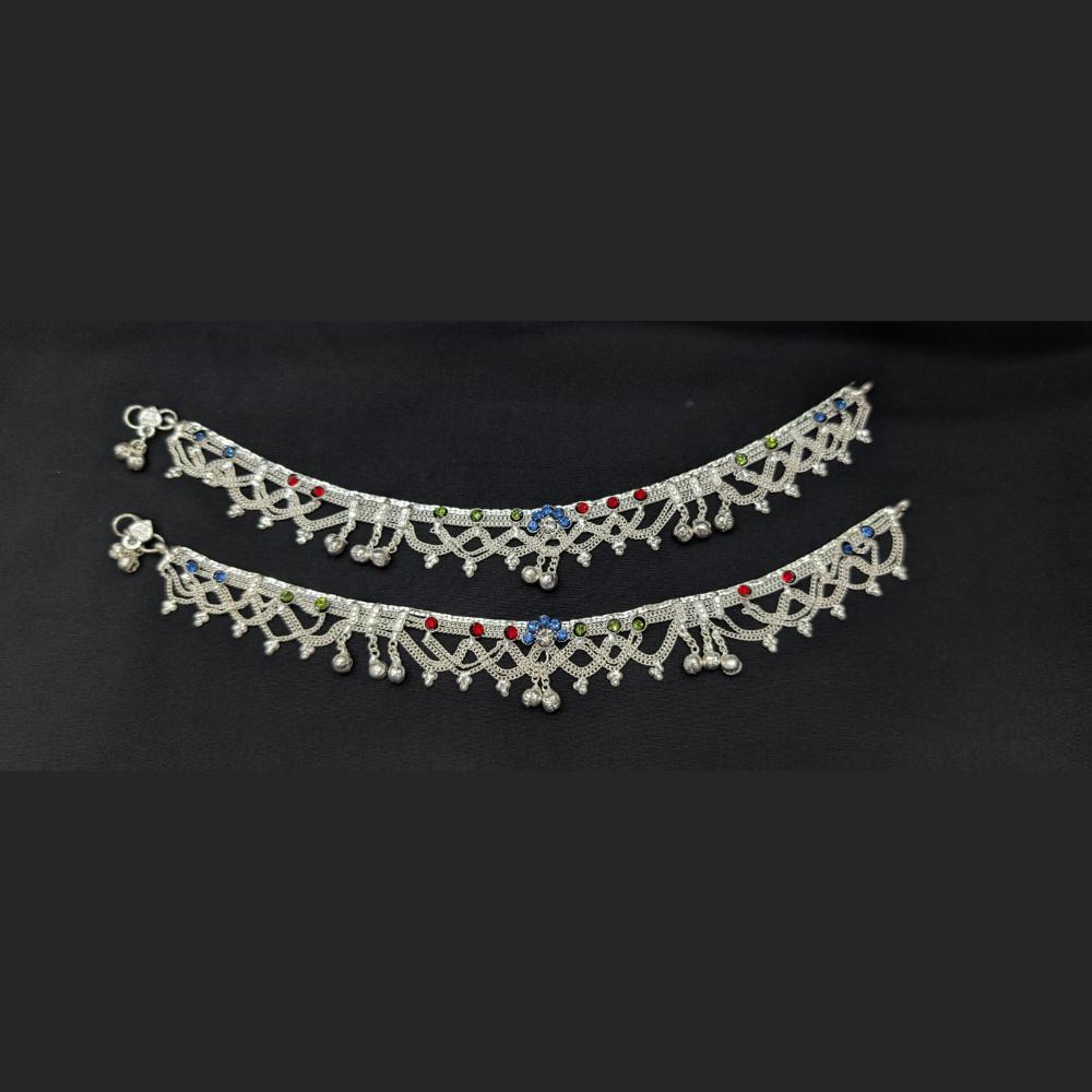 Pooja Bangles Rhodium Finish Sparkling Austrian Stone Payal \ Anklet 