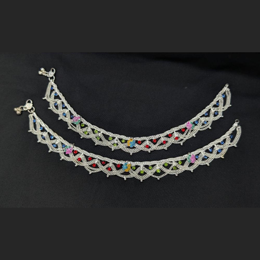 Pooja Bangles Rhodium Finish Sparkling Austrian Stone Payal \ Anklet 
