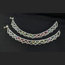 Pooja Bangles Rhodium Finish Sparkling Austrian Stone Payal \ Anklet 