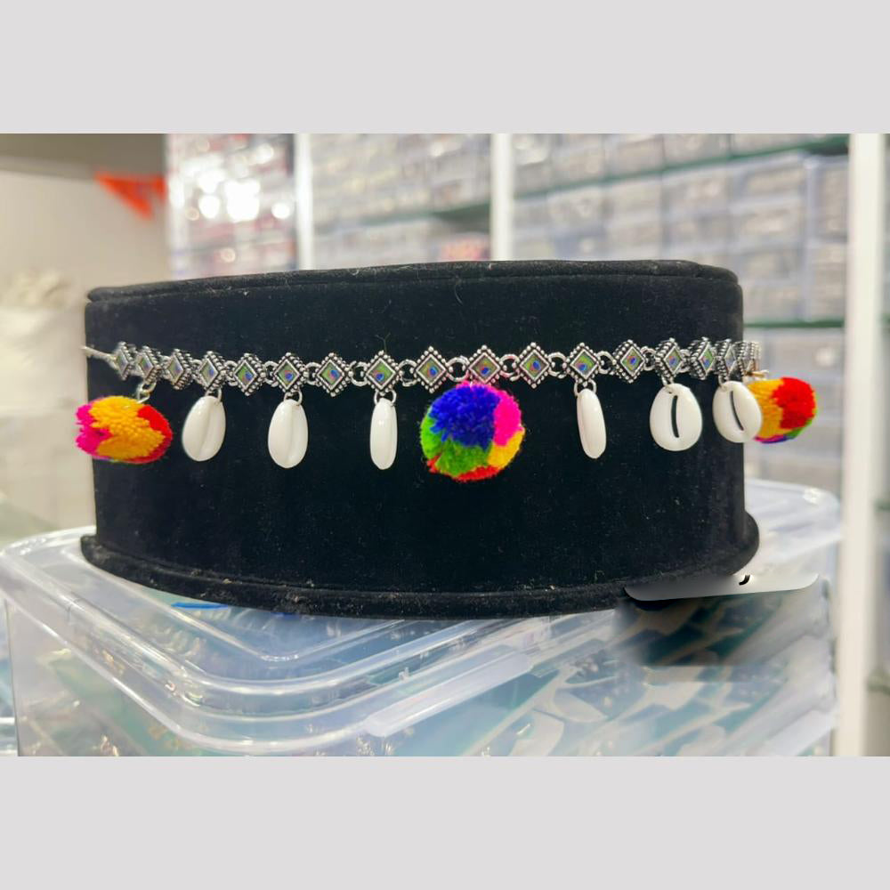 Pooja Bangles Oxidised Plated  Pom Pom And Mirror Kamarbandh