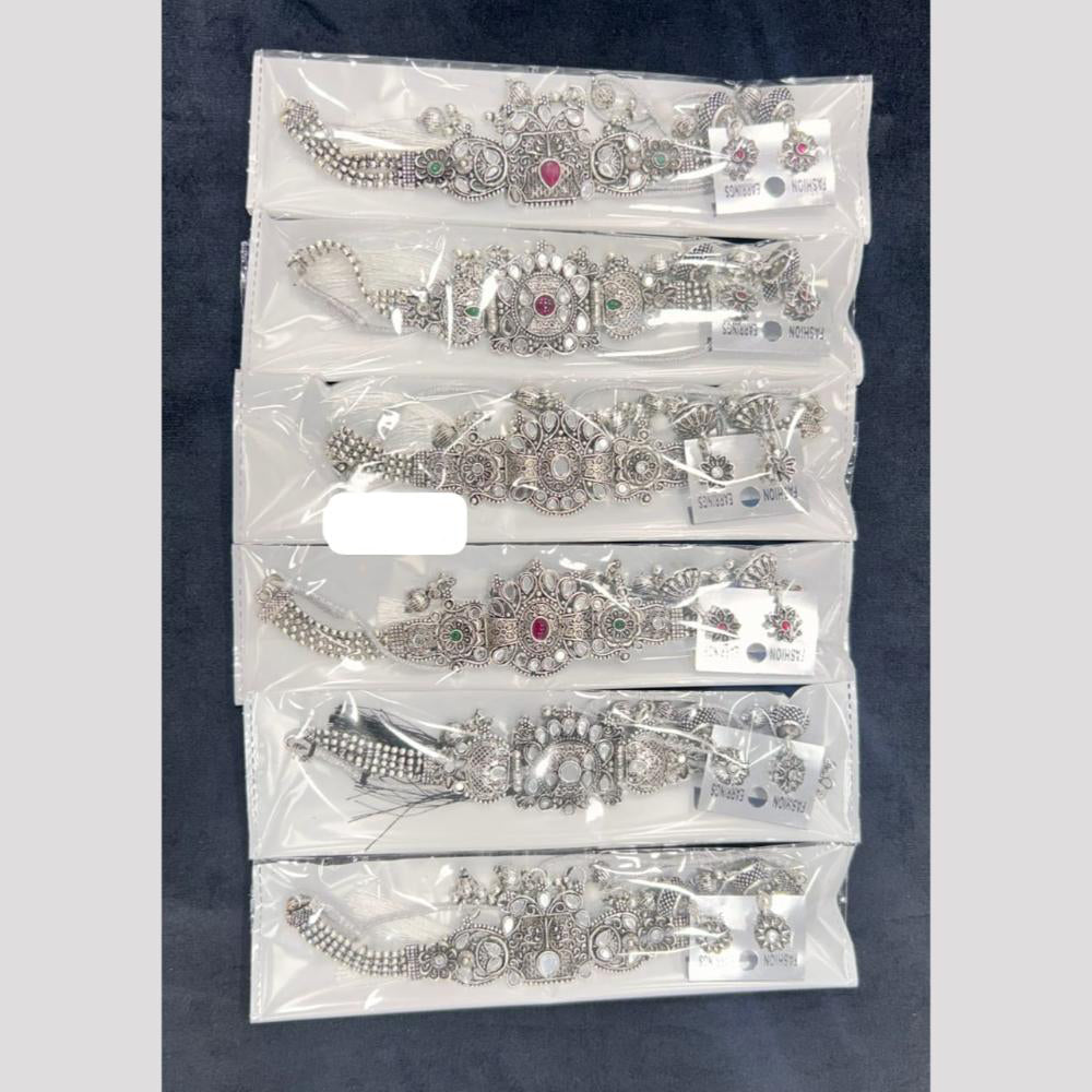 Pooja Bangles Ethnic Oxidised Plated Necklace ( 1 Piece Only )