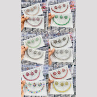 Pooja Bangles Handcrafted Oxidised Pota Stone Necklace Set