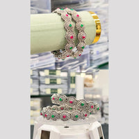 Pooja Bangles Oxidised Plated Pota Stone Bangles Set