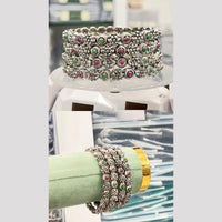 Pooja Bangles Oxidised Plated Pota Stone Bangles Set
