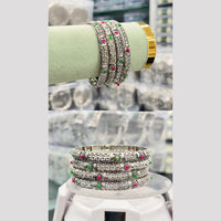 Pooja Bangles Oxidised Plated Pota Stone And Pearls Bangles Set