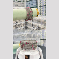 Pooja Bangles Oxidised Plated Pota Stone And Pearls Bangles Set