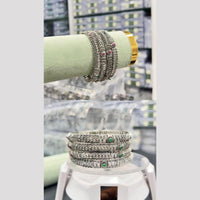Pooja Bangles Oxidised Plated Pota Stone Bangles Set