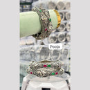 Pooja Bangles Oxidised Plated Pota Stone Bangles Set