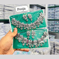 Pooja Bangles Handcrafted Oxidised Pota Stone And Pearl Necklace Set