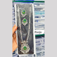 Pooja Bangles Handcrafted Oxidised Pota Stone And Pearl Necklace Set