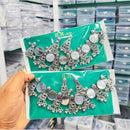 Pooja Bangles Oxidised Plated Fusion Mirror Necklace Set