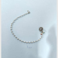 Pooja Bangles Traditional Oxidised Silver Nath With Pearl For Festive Wear