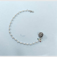 Pooja Bangles Traditional Oxidised Silver Nath With Pearl For Festive Wear