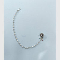 Pooja Bangles Traditional Oxidised Silver Nath With Pearl For Festive Wear