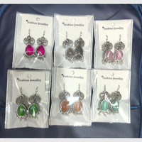 Pooja Bangles Elegant Oxidised Earrings with Monalisa Stone Detailing