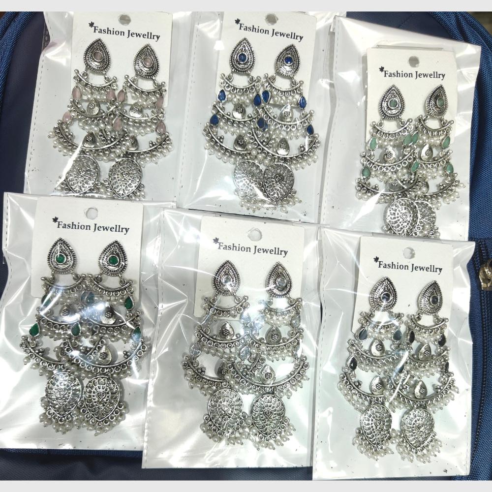 Pooja Bangles Traditional Long Dangler Oxidised Earrings for Navratri & Garba Night