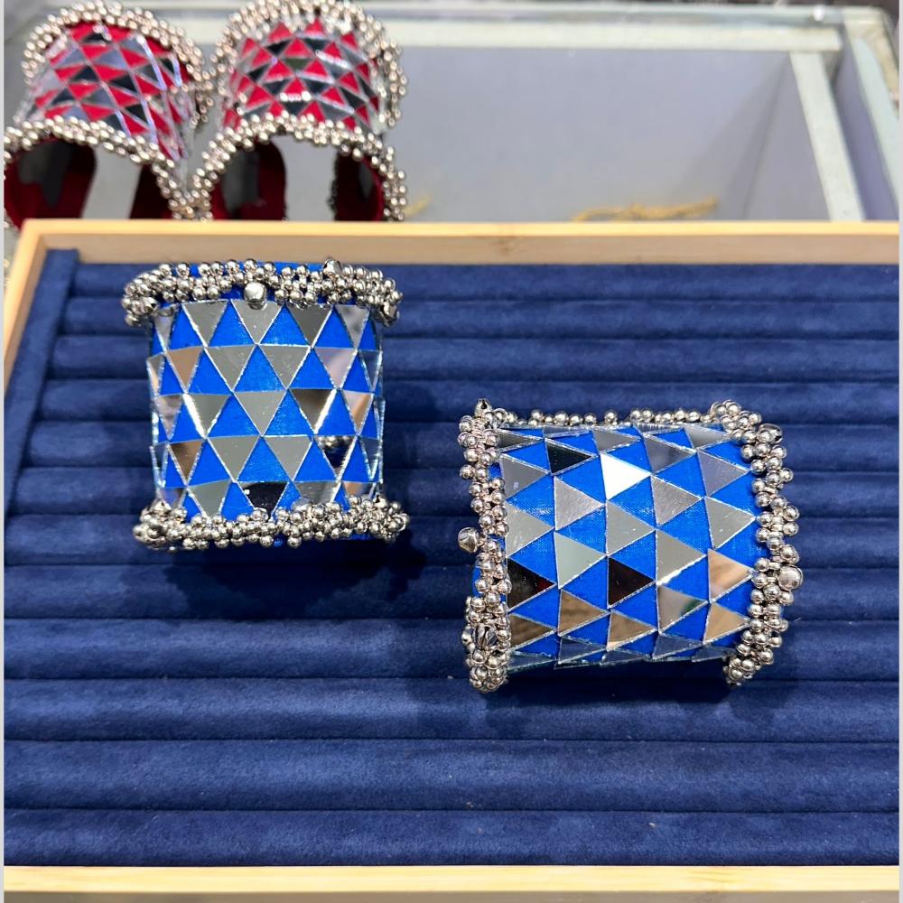 Pooja Bangles Navratri Special Oxidised Plated Mirror Ghungroo Kada