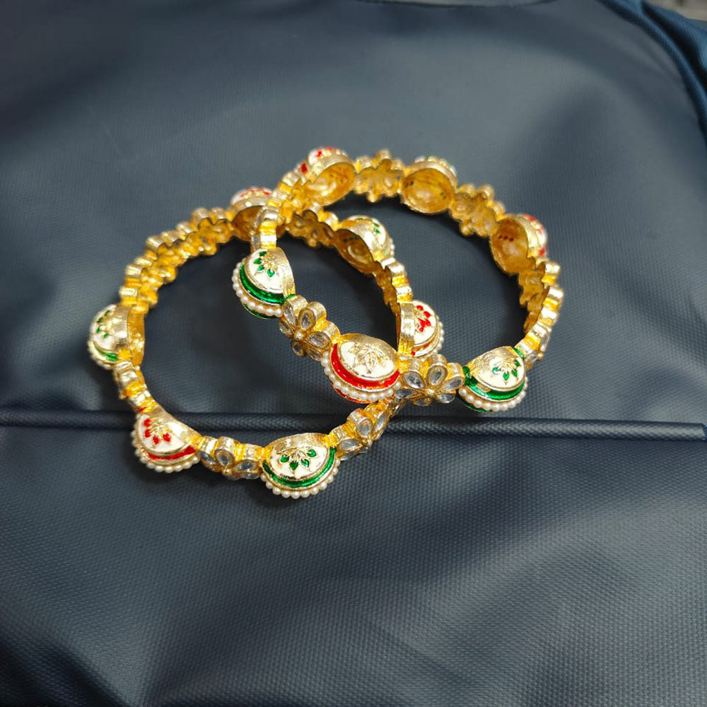 Pooja Bangles Royal Kundan Stone Meenakari Bangles Set