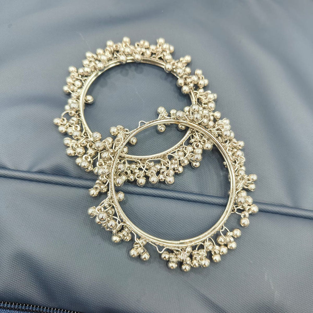 Pooja Bangles Oxidised Plated Ghungroo Statement Bangles Set