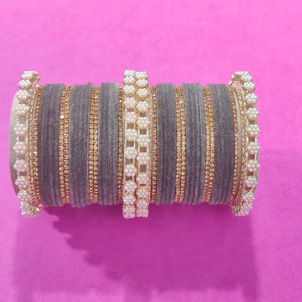 Pooja Bangles Heritage Velvet And Austrian Stone Designer Bangles Set