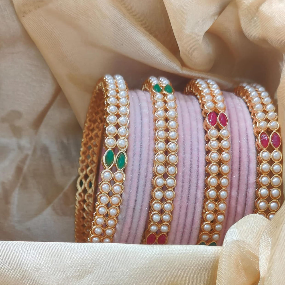 Pooja Bangles Stylish Velvet Bangles With Pota And Pearl Detailing Festive And Wedding Wear