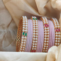 Pooja Bangles Stylish Velvet Bangles With Pota And Pearl Detailing Festive And Wedding Wear