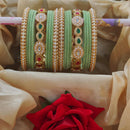 Pooja Bangles Designer Pota And Pearls Velvet Bangles Luxurious Gold Plated Set For Festive Occasions