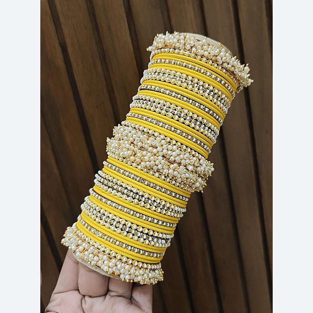 Pooja Bangles Traditional Velvet Pearl Bangles Set for Women