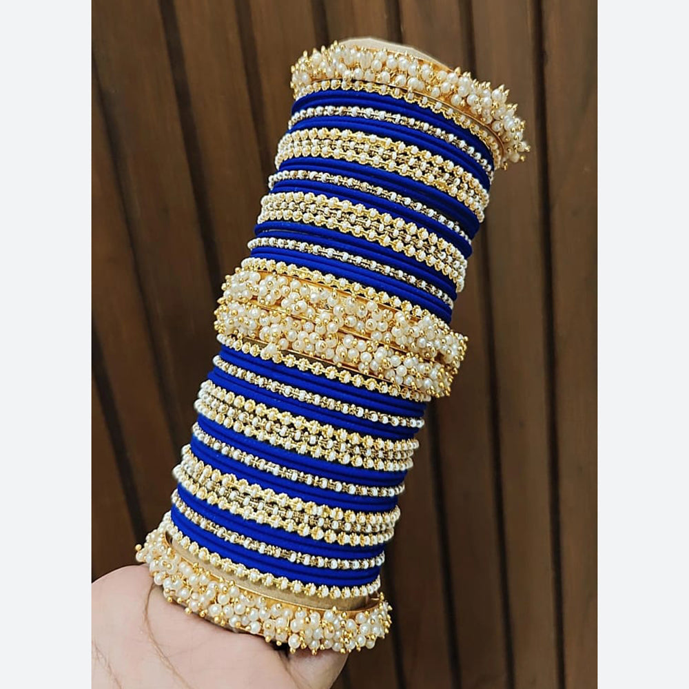 Pooja Bangles Traditional Velvet Pearl Bangles Set for Women