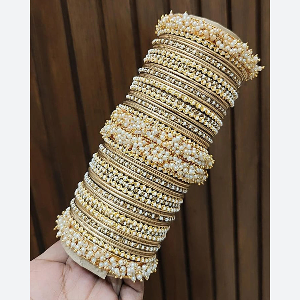 Pooja Bangles Traditional Velvet Pearl Bangles Set for Women