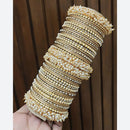 Pooja Bangles Traditional Velvet Pearl Bangles Set for Women