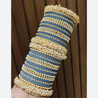 Pooja Bangles Traditional Velvet Pearl Bangles Set for Women