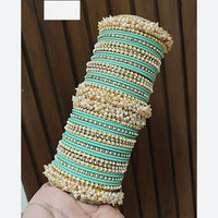 Pooja Bangles Traditional Velvet Pearl Bangles Set for Women