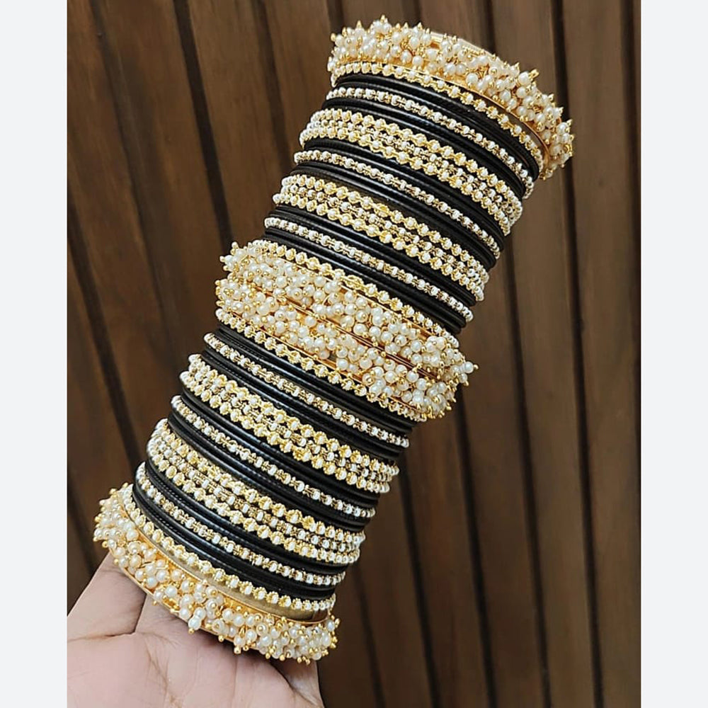Pooja Bangles Traditional Velvet Pearl Bangles Set for Women