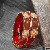 Pooja Bangles Trendy Glass Bangles With Floral Design For Party and Wedding wear