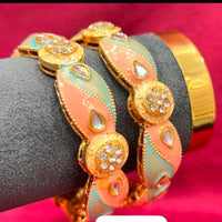 Pooja Bangles Rajwadi Look Kundan Stone And Meenakari Bangles Set