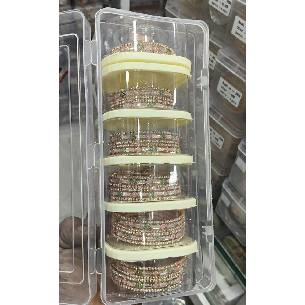 Pooja Bangles Elegant Crystal And Austrian Stone Bangle Set (1  Piece Only)